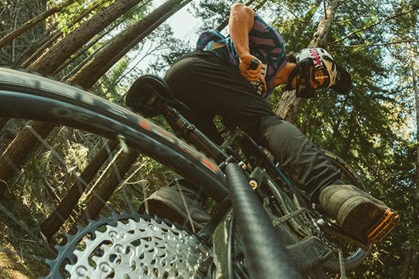 MTB rider with Gopro attached to seat stay